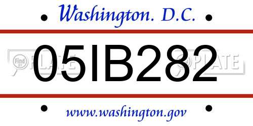 05IB282 District Of Columbia License Plate