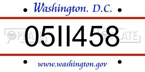 05II458 District Of Columbia License Plate