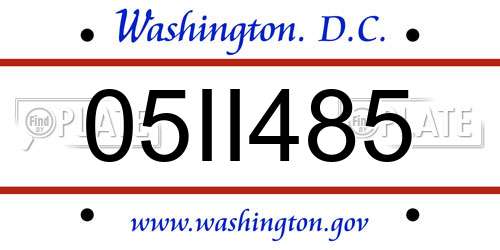 05II485 District Of Columbia License Plate