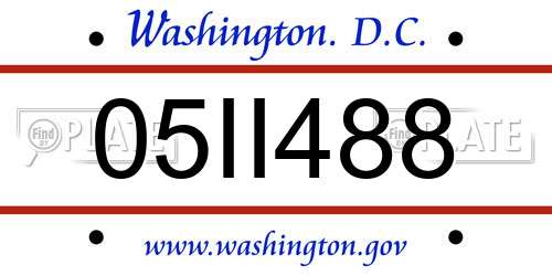 05II488 District Of Columbia License Plate