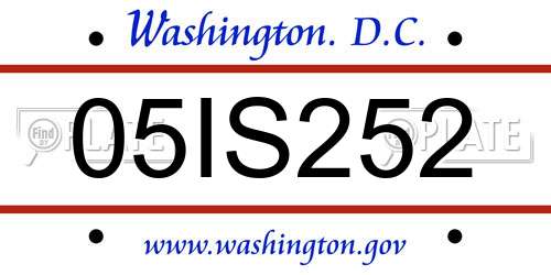 05IS252 District Of Columbia License Plate