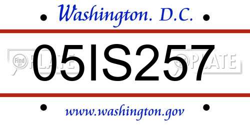 05IS257 District Of Columbia License Plate