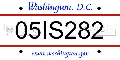 05IS282 District Of Columbia License Plate