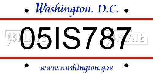 05IS787 District Of Columbia License Plate