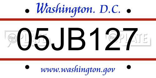 05JB127 District Of Columbia License Plate