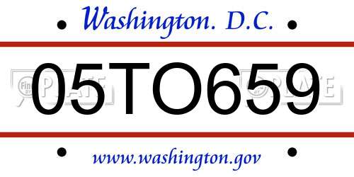 05TO659 District Of Columbia License Plate