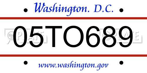 05TO689 District Of Columbia License Plate
