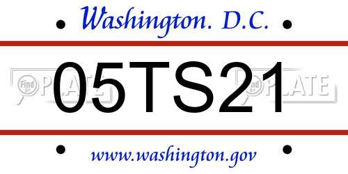 05TS21 District Of Columbia License Plate