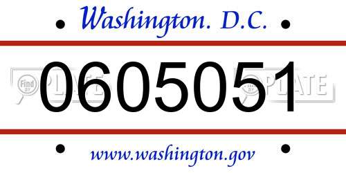 0605051 District Of Columbia License Plate