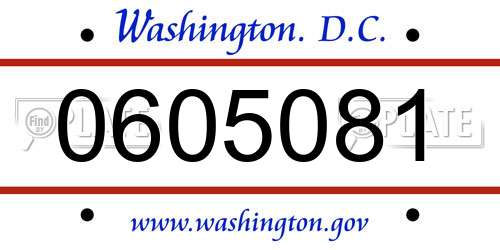 0605081 District Of Columbia License Plate