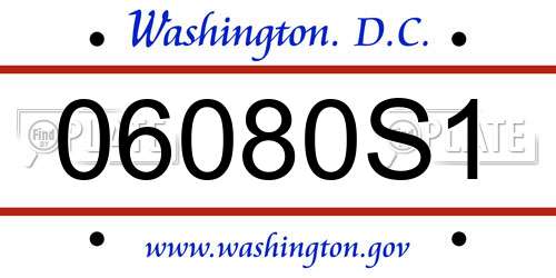 06080S1 District Of Columbia License Plate
