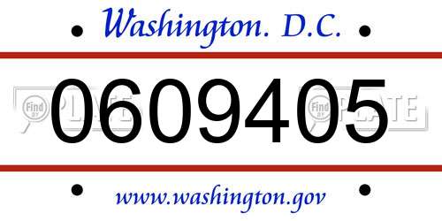 0609405 District Of Columbia License Plate