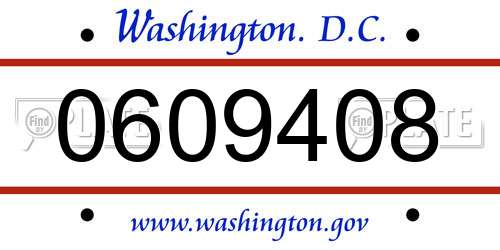 0609408 District Of Columbia License Plate