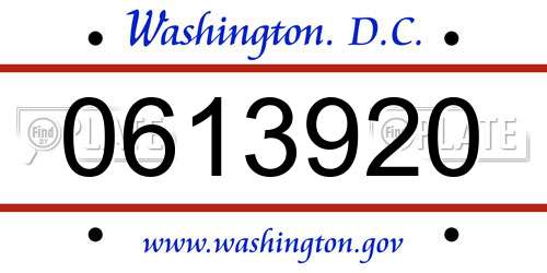 0613920 District Of Columbia License Plate