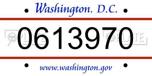 0613970 District Of Columbia License Plate