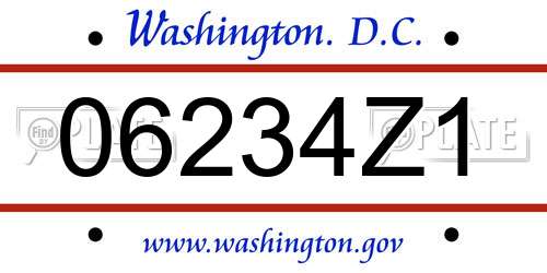 06234Z1 District Of Columbia License Plate