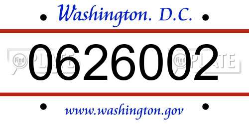 0626002 District Of Columbia License Plate