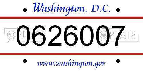0626007 District Of Columbia License Plate