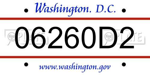 06260D2 District Of Columbia License Plate