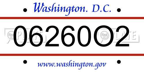 06260O2 District Of Columbia License Plate