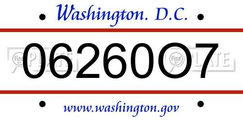 06260O7 District Of Columbia License Plate