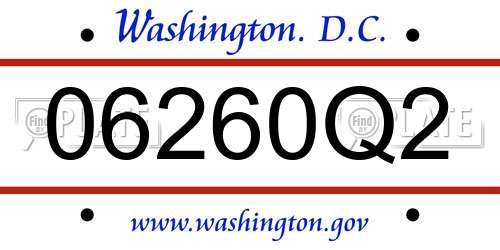06260Q2 District Of Columbia License Plate