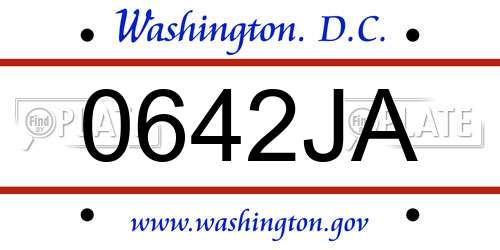 0642JA District Of Columbia License Plate