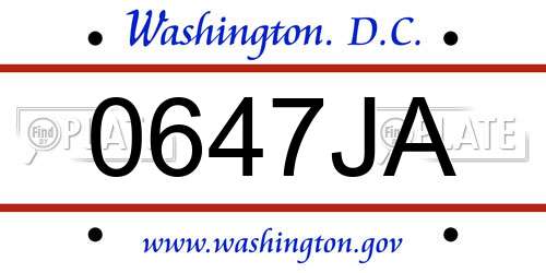0647JA District Of Columbia License Plate