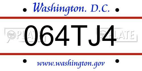 064TJ4 District Of Columbia License Plate