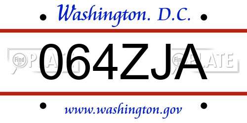 064ZJA District Of Columbia License Plate