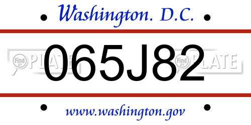 065J82 District Of Columbia License Plate