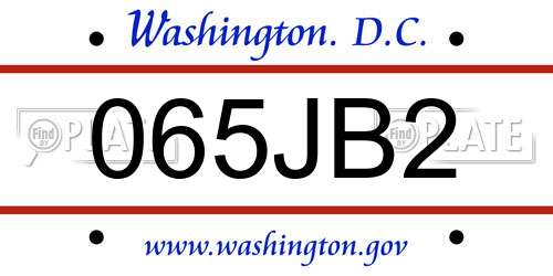 065JB2 District Of Columbia License Plate