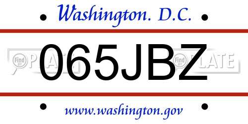 065JBZ District Of Columbia License Plate