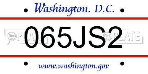 065JS2 District Of Columbia License Plate
