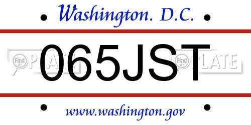 065JST District Of Columbia License Plate