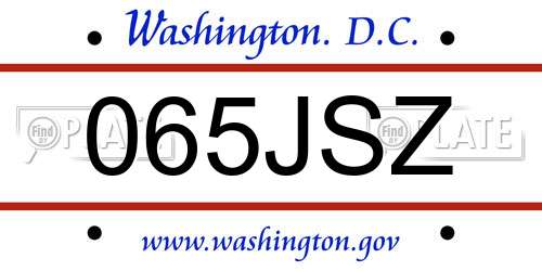065JSZ District Of Columbia License Plate