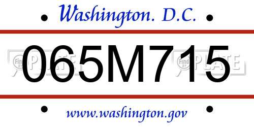 065M715 District Of Columbia License Plate