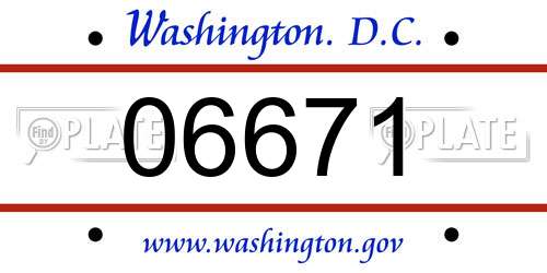 06671 District Of Columbia License Plate