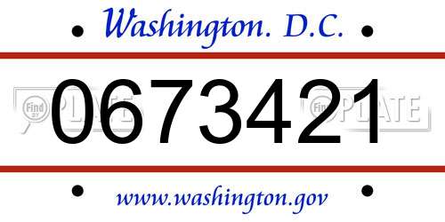 0673421 District Of Columbia License Plate