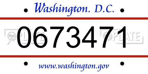 0673471 District Of Columbia License Plate