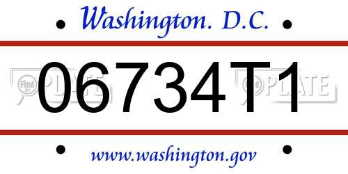 06734T1 District Of Columbia License Plate