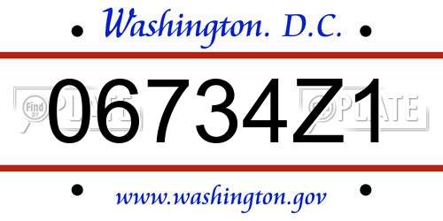 06734Z1 District Of Columbia License Plate