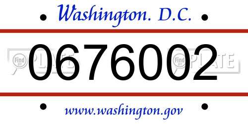 0676002 District Of Columbia License Plate