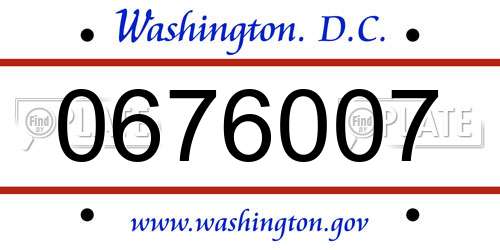 0676007 District Of Columbia License Plate