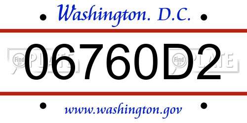 06760D2 District Of Columbia License Plate