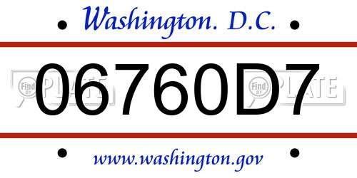 06760D7 District Of Columbia License Plate