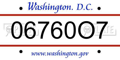 06760O7 District Of Columbia License Plate