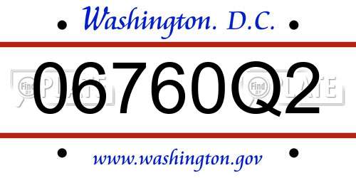 06760Q2 District Of Columbia License Plate
