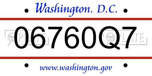 06760Q7 District Of Columbia License Plate