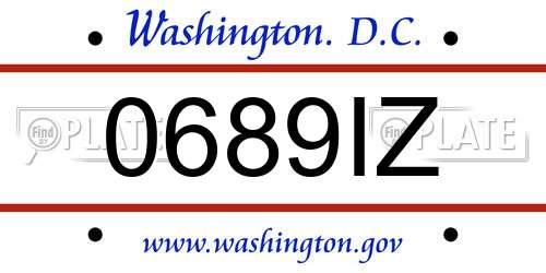 0689IZ District Of Columbia License Plate